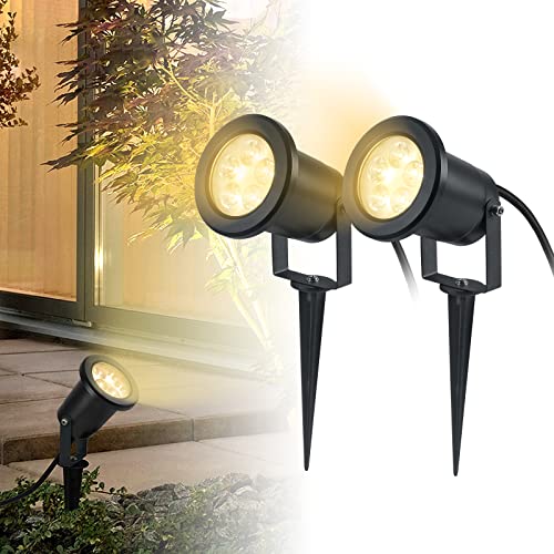 ACXIN 4W LED Gartenstrahler mit Erdspieß Gartenleuchte Scheinwerfer Außenbereich Gartenlampe Strahler IP65 Wasserdicht Warmweiß (2 X 4W) von ACXIN