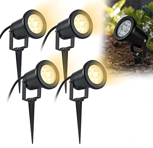 ACXIN 4W LED Gartenstrahler mit Erdspieß Gartenleuchte Scheinwerfer Außenbereich Gartenlampe Strahler IP65 Wasserdicht Warmweiß (4 X 4W) von ACXIN