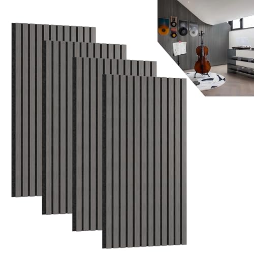 ACXIN 4er Set Akustikpaneele Holz 3D Holzpaneele Wand Eiche Echtholz-Furnier auf Akustik-Filz 120 x 60 cm Lamellenwand Wandpaneele Wandverkleidung Akustikplatten für Flur Wohnzimmer Büro, Anthrazit ACXIN 4er Set Akustikpaneele Holz 3D Holzpaneele Wand Eiche Echtholz-Furnier auf Akustik-Filz 120 x 60 cm Lamellenwand Wandpaneele Wandverkleidung Akustikplatten für Flur Wohnzimmer Büro, Anthrazit von ACXIN