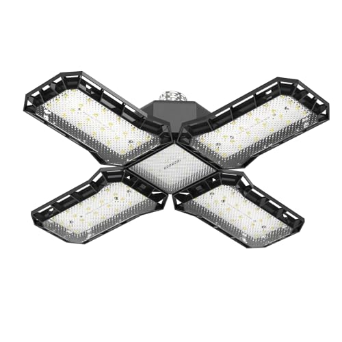 ACXIN 60W LED Garagenleuchte Werkstattlampe 1 Stück, 4200ML 6500K Verformbare LED Werkstatt Deckenleuchte mit 4 Verstellbaren Paneelen, E26/E27 Werkstattlampe Deckenlampe, Kaltweiß von ACXIN