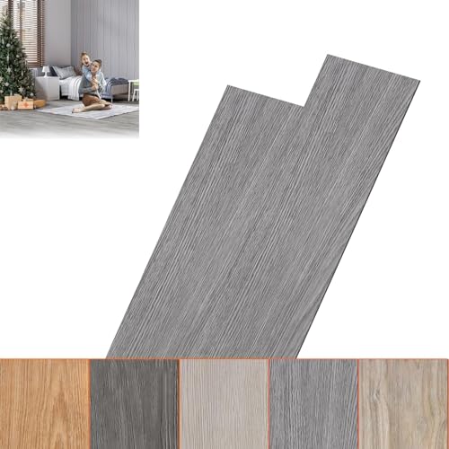 ACXIN 91,44 x 15,24 x 0,2 cm PVC Bodenbelag, 36 Stück für Circa 5m², Klick Vinylboden Laminat Klebevinyl, Vinylboden Selbstklebend Klebefliesen Boden, Holz-Effekt (Grau) von ACXIN