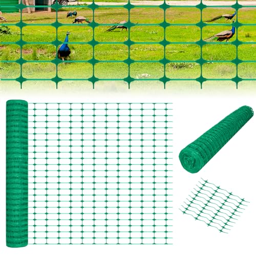 ACXIN Absperrzaun 1 x 30m Schutznetz Maschenweite 75 x 35mm(LxH) Weidezaun Geflügelnetz Begrenzungszaun Hundezaun Warnnetz für Garten Baustelle Bauernhof, ohne Umreifung, Grün, 1 Rolle von ACXIN