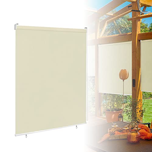 ACXIN Außenrollo Senkrechtmarkise Sonnenschutzrollo Verdunkelungsrollo Rollo Beschattung Sonnenschutz Balkonrollo UV Schutz (100 x 240 cm, Beige) von ACXIN