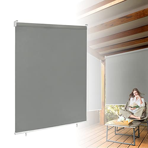 ACXIN Außenrollo Senkrechtmarkise Sonnenschutzrollo Verdunkelungsrollo Rollo Beschattung Sonnenschutz Balkonrollo UV Schutz (100 x 240 cm, Grau) von ACXIN