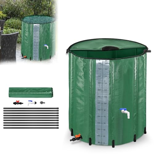 ACXIN Faltbare Regentonne mit Skala, Regenwassertonne für Gartenbewässerung, Wassertank fasst bis 750 Liter Regenwasser, PVC Regentonne - Einfache Aufbewahrung, Wetterfest (Dunkelgrün) von ACXIN