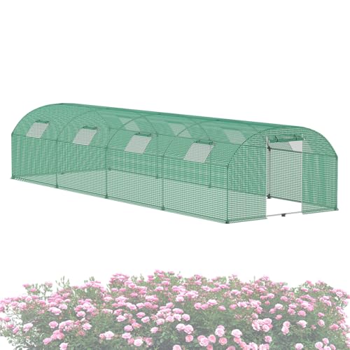 ACXIN Foliengewächshaus 3x8x2m Garten Gewächshaus Folientunnel Verzinktes Stahlgestänge Ø22mm HDPE+LDPE-Folie mit Gitternetz, Fenstern & Tür Foliengewächshaus Winterfest Tomatengewächshaus von ACXIN