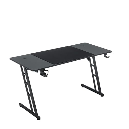 ACXIN Gaming Tisch, 160 x 60 cm Computertisch mit Kopfhörerhaken und Getränkehalter, Z-förmige Konstruktion, Ergonomische Gestaltung Gaming Schreibtisch Kohlefaser Schwarz von ACXIN