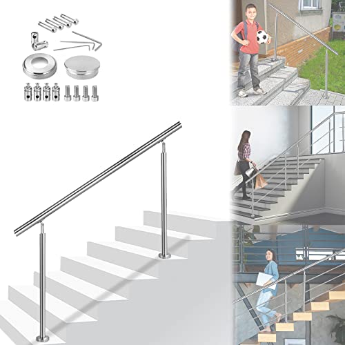 ACXIN Handlauf Geländer Treppengeländer Ø 42 mm Geländerstäben aus Edelstahl Terrassengeländer Bodenmontage Bausatz Treppen (180cm, 0 Querstreben) von ACXIN