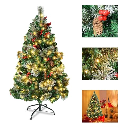 ACXIN Künstlicher Weihnachtsbaum mit Beleuchtung 150cm, LED Tannenbaum für Weihnachten-Dekoration mit Kiefernzapfen&Rote Beeren, PVC Feuerbeständig Christbaum, Grün ACXIN Künstlicher Weihnachtsbaum mit Beleuchtung 150cm, LED Tannenbaum für Weihnachten-Dekoration mit Kiefernzapfen&Rote Beeren, PVC Feuerbeständig Christbaum, Grün von ACXIN