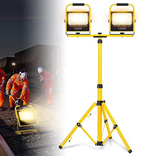 ACXIN LED Baustrahler mit Stativ 2*100W Warmweiß Akku Strahler Arbeitstrahler Arbeitsscheinwerfer mit Warning-Flash Flutlicht IP65 Baustellenlampe höhenverstellbar für Camping Werkstatt Konstruktion ACXIN LED Baustrahler mit Stativ 2*100W Warmweiß Akku Strahler Arbeitstrahler Arbeitsscheinwerfer mit Warning-Flash Flutlicht IP65 Baustellenlampe höhenverstellbar für Camping Werkstatt Konstruktion von ACXIN
