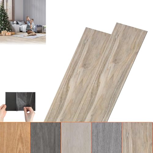 ACXIN PVC Bodenbelag, Vinylboden Selbstklebend Klick Vinylboden Laminat Klebevinyl, Holz-Effekt (Hellgrau, 10 m²(72 stück)) von ACXIN