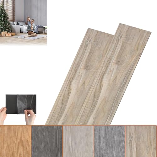 ACXIN PVC Bodenbelag, Vinylboden Selbstklebend Klick Vinylboden Laminat Klebevinyl, Holz-Effekt (Hellgrau, 5 m² (54 Stück)) von ACXIN