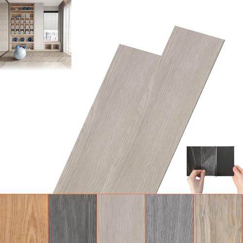 ACXIN PVC Bodenbelag, Vinylboden Selbstklebend Klick Vinylboden Laminat Klebevinyl, Holz-Effekt (Rauchgrau, 2,5 m²(18 stück)) von ACXIN