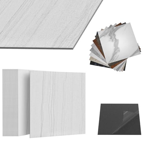 ACXIN PVC Bodenbelag Vinylboden Selbstklebend mit Fliesen-Optik, Klebefliesen Boden Wasserfest für Küche Bad Wohnzimmer (Grauweiß-Holzmaserung, 5 m² Paket: 54 Fliesen) von ACXIN