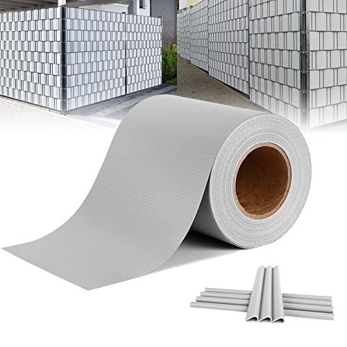 ACXIN PVC Sichtschutzfolie Sichtschutzstreifen Garten Sichtschutz Zaun Inkl. 30 x Befestigungsclips 450g/m² - (19cm*65m Hellgrau) von ACXIN
