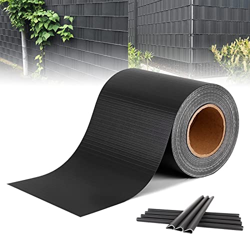 ACXIN PVC Sichtschutzfolie Sichtschutzstreifen Garten Sichtschutz Zaun Inkl. 30 x Befestigungsclips 450g/m² - (19cm*70m Anthrazit) von ACXIN