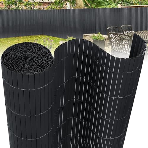 ACXIN PVC Sichtschutzmatte, Doppelte Verstärkung Sichtschutz Wetterfest Sichtschutzzaun mit Kabelbindern, Balkonverkleidung Windschutz Verstärkte Lamellen, Anthrazit, 180 * 800cm von ACXIN