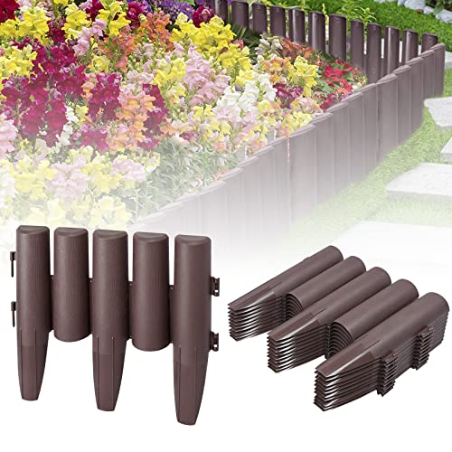 ACXIN Rasenkante Kunststoff 5,6m Holz Optik Beeteinfassung Mähkante Beetumrandung Palisade Garden Border Beetzaun Gartenumrandung Rasenkante Gartenzaun 1 Element (L x H): 28 x 24cm Braun… von ACXIN