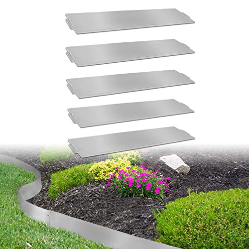 ACXIN Rasenkante Metall Verzinkt Mähkante Beetumrandung 10 m x 18 cm Beeteinfassung Palisade 10 Stück 100 cm x 18 cm (L x H) Gartenpflanzen Rasenkante Verzinkt von ACXIN
