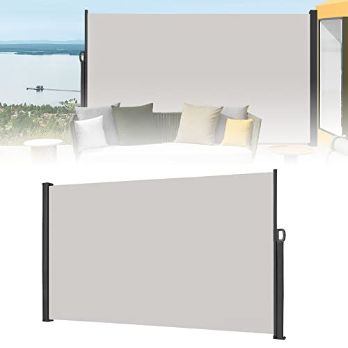 ACXIN Seitenmarkise Ausziehbar, 160x300cm Sichtschutz Sonnenschutz Seitenrollo Blickdicht Sichtschutz & Windschutz für Balkon & Terrasse, Hellgrau von ACXIN