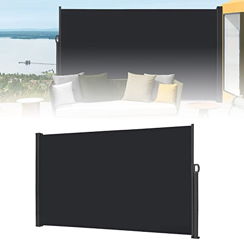 ACXIN Seitenmarkise Ausziehbar, 200x300cm Sichtschutz Sonnenschutz Seitenrollo Blickdicht Sichtschutz & Windschutz für Balkon & Terrasse, Dunkelgrau von ACXIN