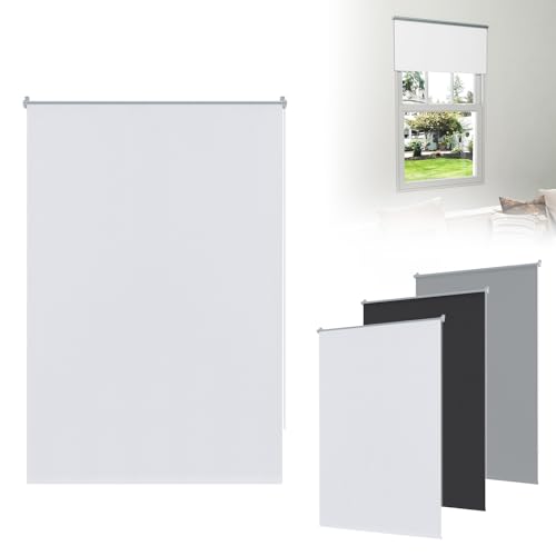 ACXIN Verdunkelungsrollo Klemmfix ohne Bohren 100x210 cm – Thermorollo Fensterrollo, Seitenzugrollo, Rollo für Fenster & Tür, Sichtschutz & Sonnenschutz (Weiß) von ACXIN