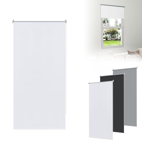 ACXIN Verdunkelungsrollo Klemmfix ohne Bohren 120x160 cm – Thermorollo Fensterrollo, Seitenzugrollo, Rollo für Fenster & Tür, Sichtschutz & Sonnenschutz (Weiß) von ACXIN