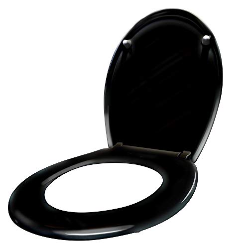 ACXIN WC Sitz mit Absenkautomatik Klodeckel mit Absenkautomatik aus Duroplast und Edelstahl, Antibakteriell, Leicht zu Reinigen, Abnehmbar (Schwarz) von ACXIN