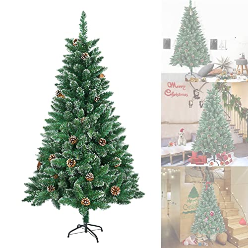 ACXIN Weihnachtsbaum Künstlich 120cm mit 180 Spitzen,Tannenbaum künstlich Edeltanne Schnellaufbau inkl. Metallständer- Grün mit Tannenzapfen 1,2m von ACXIN