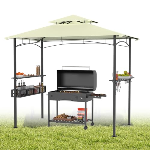 Grillpavillon mit Doppelschichtdach, 245 x 153 x 250 cm, Gartenpavillon Wasserdicht Flammhemmend, inkl. Stauraumbasket, Gartenzelt Partyzelt für Garten/Partys/BBQ,Beige Grillpavillon mit Doppelschichtdach, 245 x 153 x 250 cm, Gartenpavillon Wasserdicht Flammhemmend, inkl. Stauraumbasket, Gartenzelt Partyzelt für Garten/Partys/BBQ,Beige von ACXIN