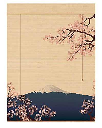 ACXZ Japanische Bambusrollo mit Volant, Fuji Mountain Muster, Lichtschutz Rollo Bambus für Balkon, Höhle, Küche, Badezimmer, natürliche Farbe von ACXZ