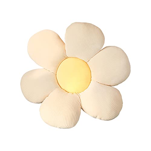 ACYOUNG Blumenboden Kissen Tatami Blumenförmiges Plüsch-Dekor der bequemen Sitzkissen für Kinderzimmer Hause Sofa Dekoration (40 x 40 cm,Weiß & Gelb - a) von ACYOUNG