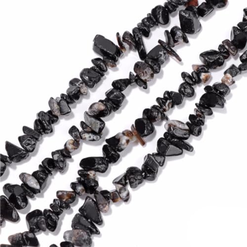 5-8mm natürliche Schwarzer Achat unregelmäßige Chips Stein Perlen Kristall Edelsteine für DIY-Schmuck machen Handwerk liefert Charms sortiert 30-33" von ACYUNLEI