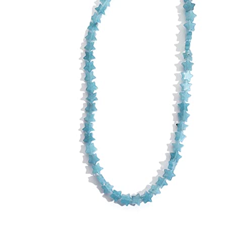 6mm Naturstein Stern geformt lose Perlen Bulk Tasche Sorge Stein DIY Edelstein Shell Perlen für Frauen Schmuck machen,Aquamarin von ACYUNLEI