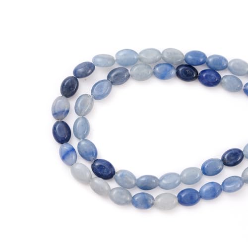 6×8mm Natürlicher Blauer Aventurin Edelstein-Perlen Flache Ovale Heilsteine Lose Steine für Schmuck Halsketten Armbänder Ohrringe Basteln von ACYUNLEI