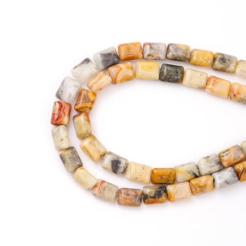 6×8mm Natürlicher Crazy Achat Flache Quadratische Steinperlen Rechteck Heilsteine Lose Edelsteinperlen für Schmuckherstellung DIY Armbänder Halsketten von ACYUNLEI