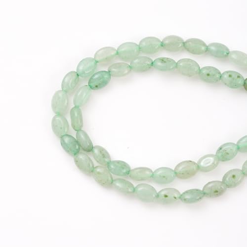 6×8mm Natürlicher Grün-Aventurin Edelstein-Perlen Flache Ovale Heilsteine Lose Steine für Schmuck Halsketten Armbänder Ohrringe Basteln von ACYUNLEI