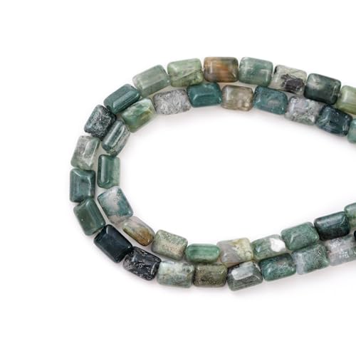 6×8mm Natürlicher Indischer Achat Flache Quadratische Steinperlen Rechteck Heilsteine Lose Edelsteinperlen für Schmuckherstellung DIY Armbänder Halsketten von ACYUNLEI