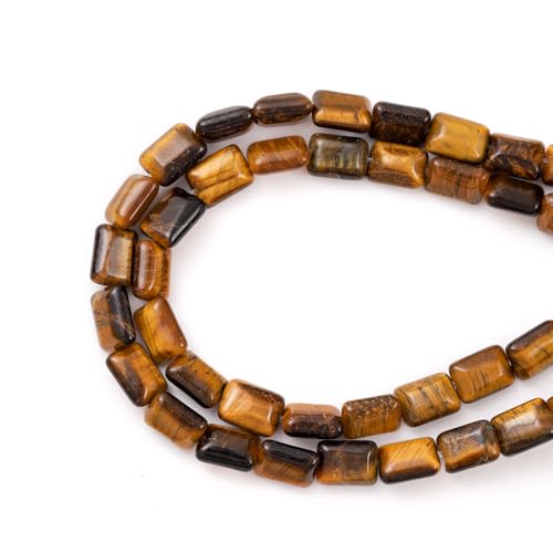 6×8mm Natürlicher Tigerauge Flache Quadratische Steinperlen Rechteck Heilsteine Lose Edelsteinperlen für Schmuckherstellung DIY Armbänder Halsketten von ACYUNLEI