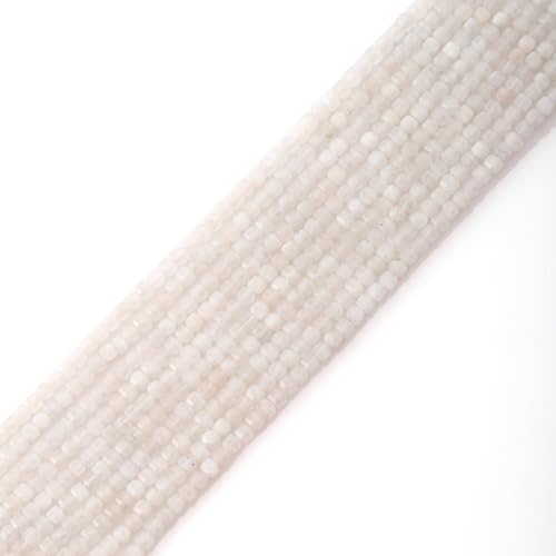 Facettierte natürliche 2-3mm Weißer edelstein Würfel Quadrat lose Perlen Edelstein kleine lose Perlen Heilung Kristall Energie Stein für DIY-Schmuck machen 15" von ACYUNLEI