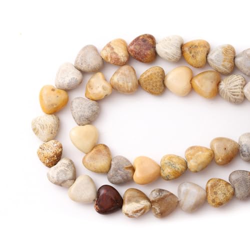 Natürliche herzförmige Chrysanthemenstein Perlen 10mm Lose Kristall Heilperlen für DIY Halsketten Armbandherstellung Edelstein Bastelbedarf von ACYUNLEI