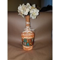 Handbemalte Flasche. Eins-Of-A-Kind. Rustikal, Saubere Linien, Upcycled, Herbstfarben. Wohnkultur, Um Jeden Stil Zu Passen von ACozyLifeCreations