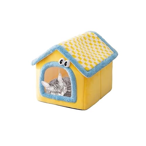 Niedliche Zwinger PP Baumwolle Flauschiges Hundezimmer Halbgeschlossenes Welpenschlafnest Faltbare Heimtierprodukte(Yellow,S) von AD-BCrbgen