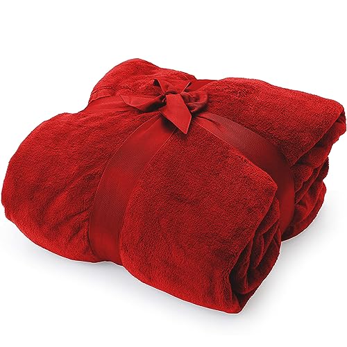 AD.CON TV-Decke aus Mikrofaser mit Ärmeln und Taschen, Kuscheldecke, Wohndecke, Sofadecke, Mikrofaser-Couchdecke (Rot, 170x200 cm) von AD.CON