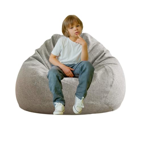 AD.CON Indoor Sitzsack mit EPS-Perlen Füllung, Puff, Relax-Sessel, Sitzkissen, Bodenkissen, Bean Bag 120L Hellgrau von AD.CON