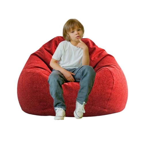 AD.CON Indoor Sitzsack mit EPS-Perlen Füllung, Puff, Relax-Sessel, Sitzkissen, Bodenkissen, Bean Bag 120L Rot von AD.CON