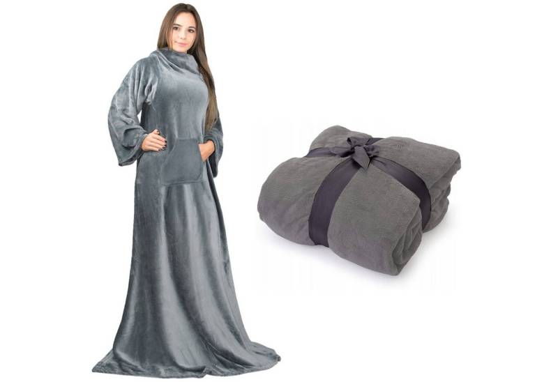 Wohndecke Mikrofaser Wohndecke mit Ärmeln und Taschen TV-Decke Kuscheldecke, AD.CON, TV-Decke Mikrofaser Ärmeln Taschen Kuscheldecke Wohndecke von AD.CON