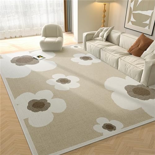 AD6H-CZ Grau-weißer Teppich, milbenhemmender, verschleißfester Kinderteppich für Babys,cremefarben,120x140cm von AD6H-CZ