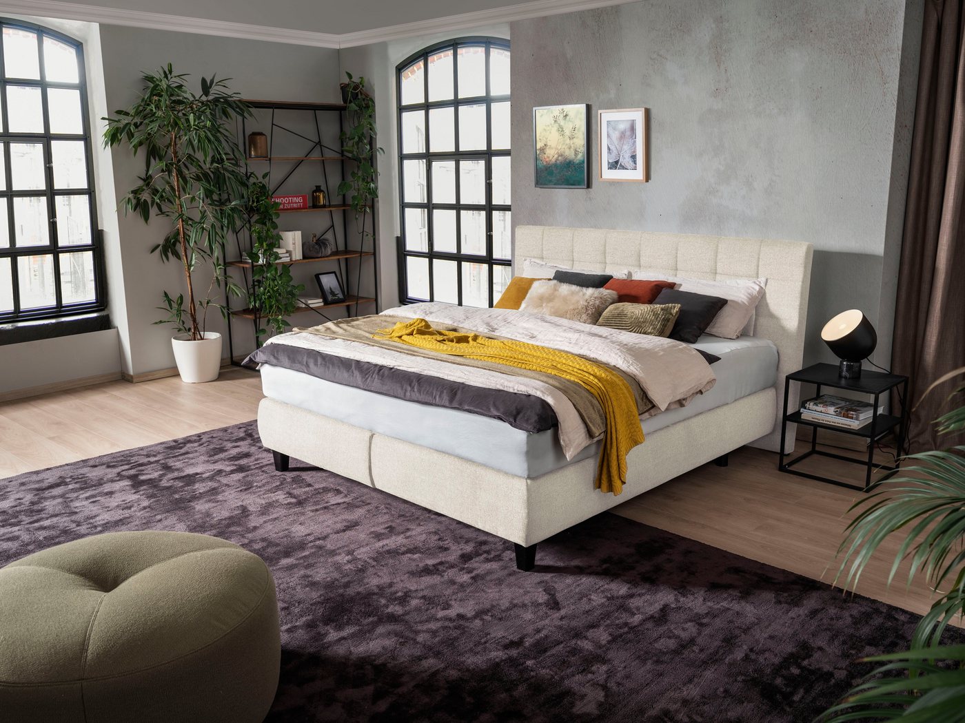 ADA trendline Boxspringbett Edera, Doppelbett wahlweise mit Topper, Liegefläche 180x200 cm, mit Steppung von ADA trendline