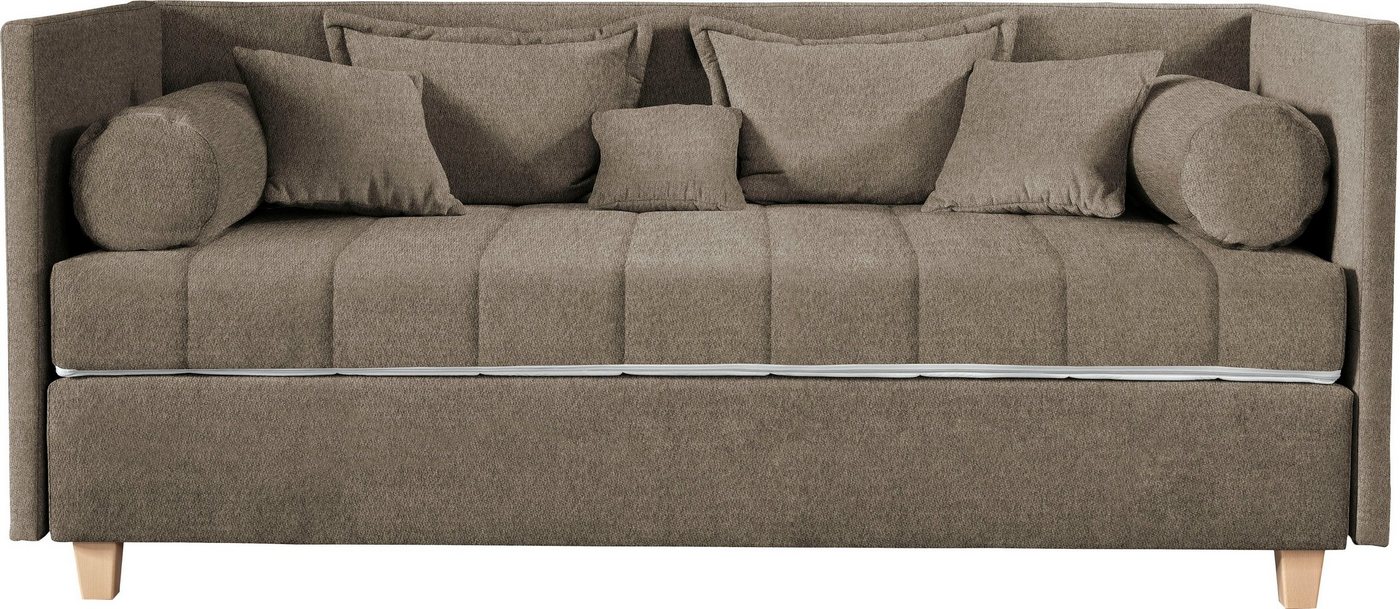 alina Schlafsofa Kona, 7-Zonen Taschenfederkernmatratze, Zierkissen-Set und Schlummerrollen von alina